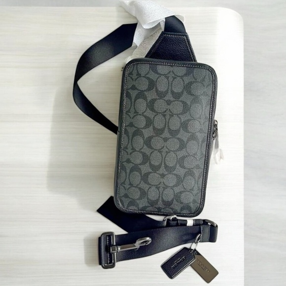 COACH SULLIVAN SHOULDER PACK  Dark Goth Signature Coated Canvas Leather … - Picture 12 of 16